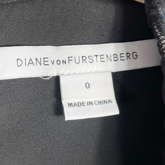 SOLD-Diane von Furstenberg DVF Amanda Dress Geometric Mini Metallic Jacquard - Picture 6 of 10